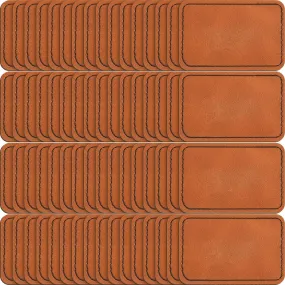 60 Pcs Blank Leatherette Hat Patches with Adhesive Rustic Leatherette Rectangle Patch Faux Leather Patches for Hats Custom Fabric Repair Sew Laser Supplies (Khaki,3 X 2 Inch)