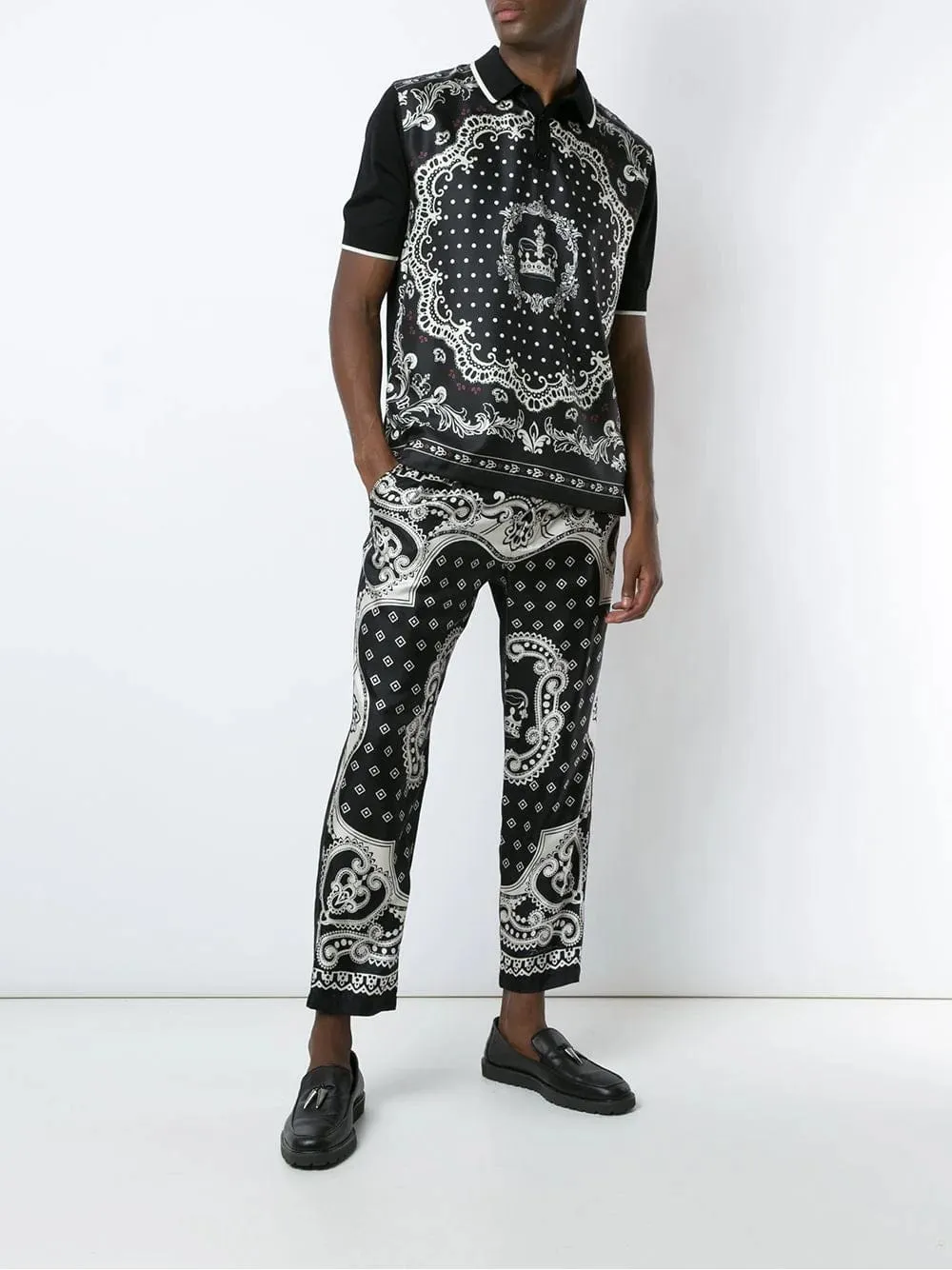 Baroque-Print Cropped Pants