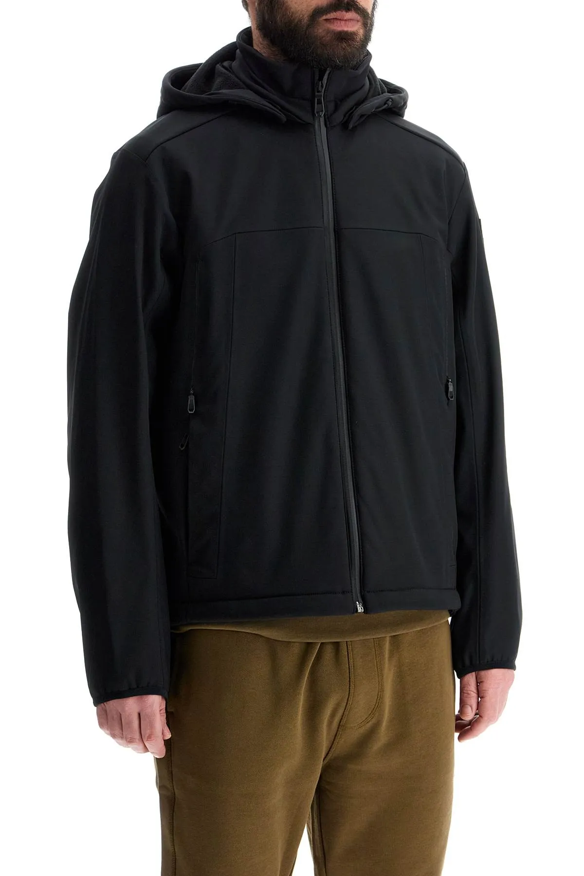 black adjustable hooded coat