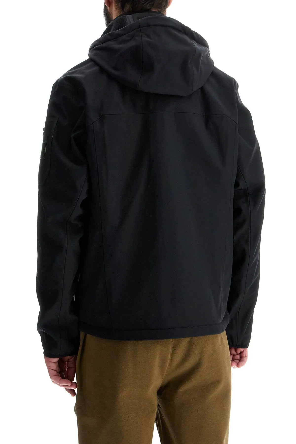 black adjustable hooded coat