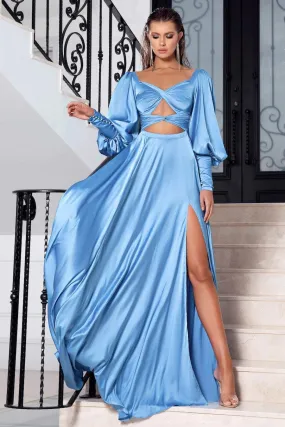 BLUE FLOAT EVENING DRESS