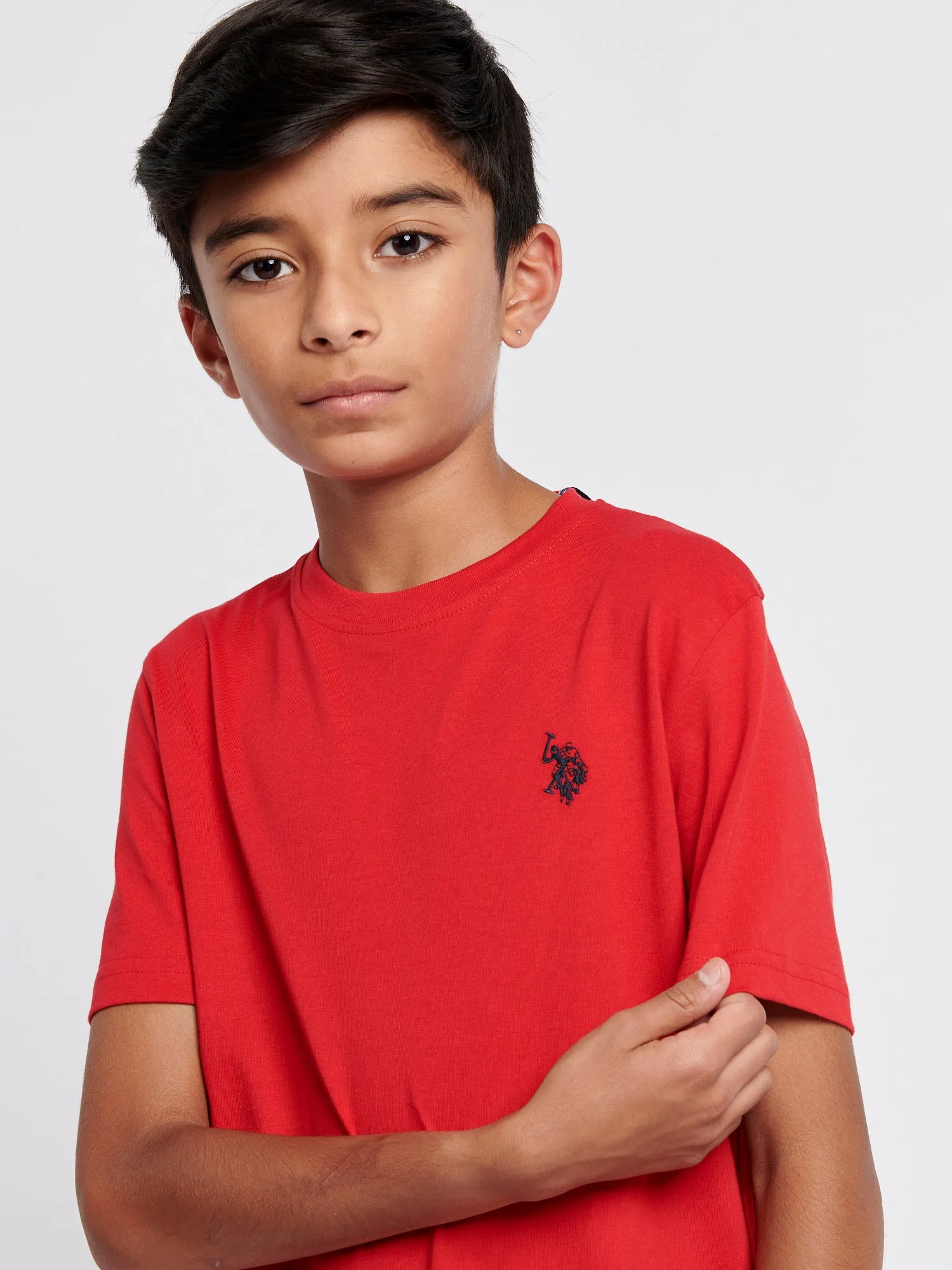 Boys Double Horsemen T- Shirt in Haute Red