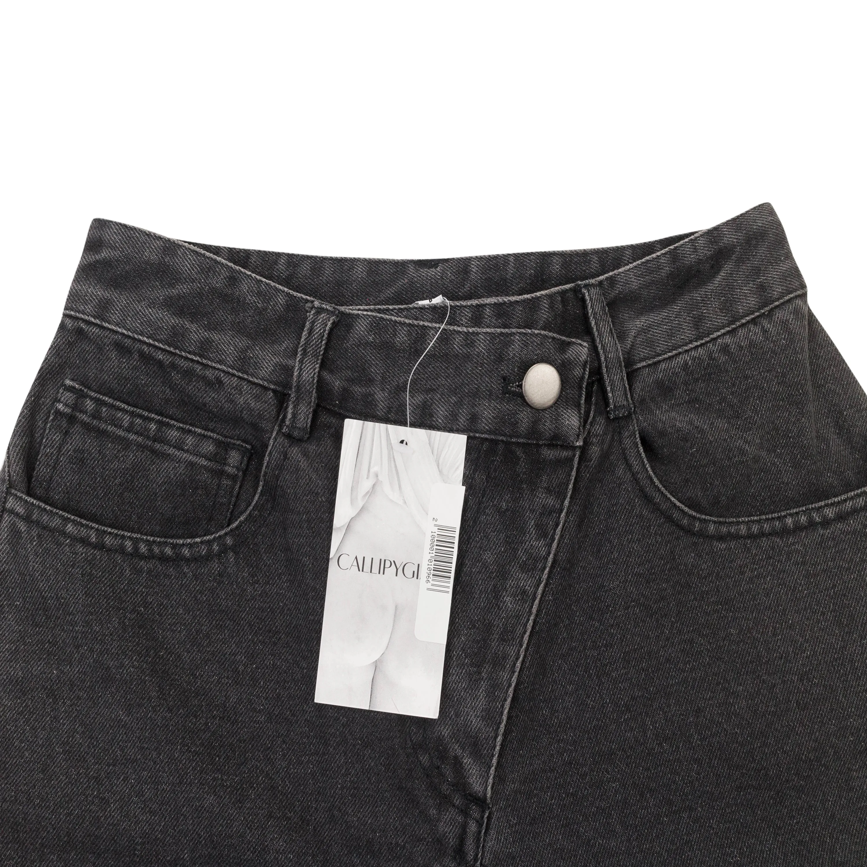 CALLIPYGIAN WASHED WIDE LEG SLANTED FLY BLACK WIDE-LEG JEANS