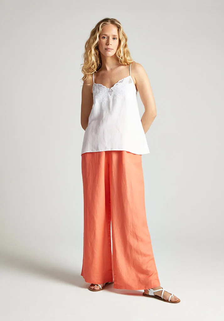 Delores Scallop Neck Cutwork Cami In White