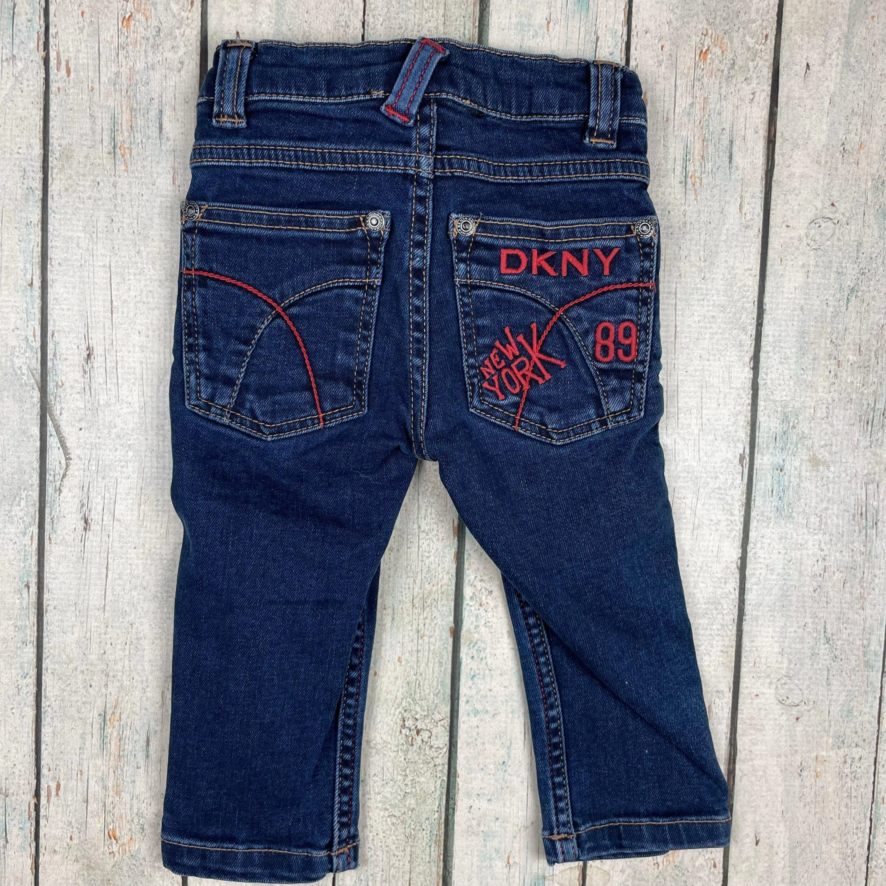 DKNY Logo Skinny Stretch Baby Jeans - Size 12M