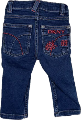 DKNY Logo Skinny Stretch Baby Jeans - Size 12M