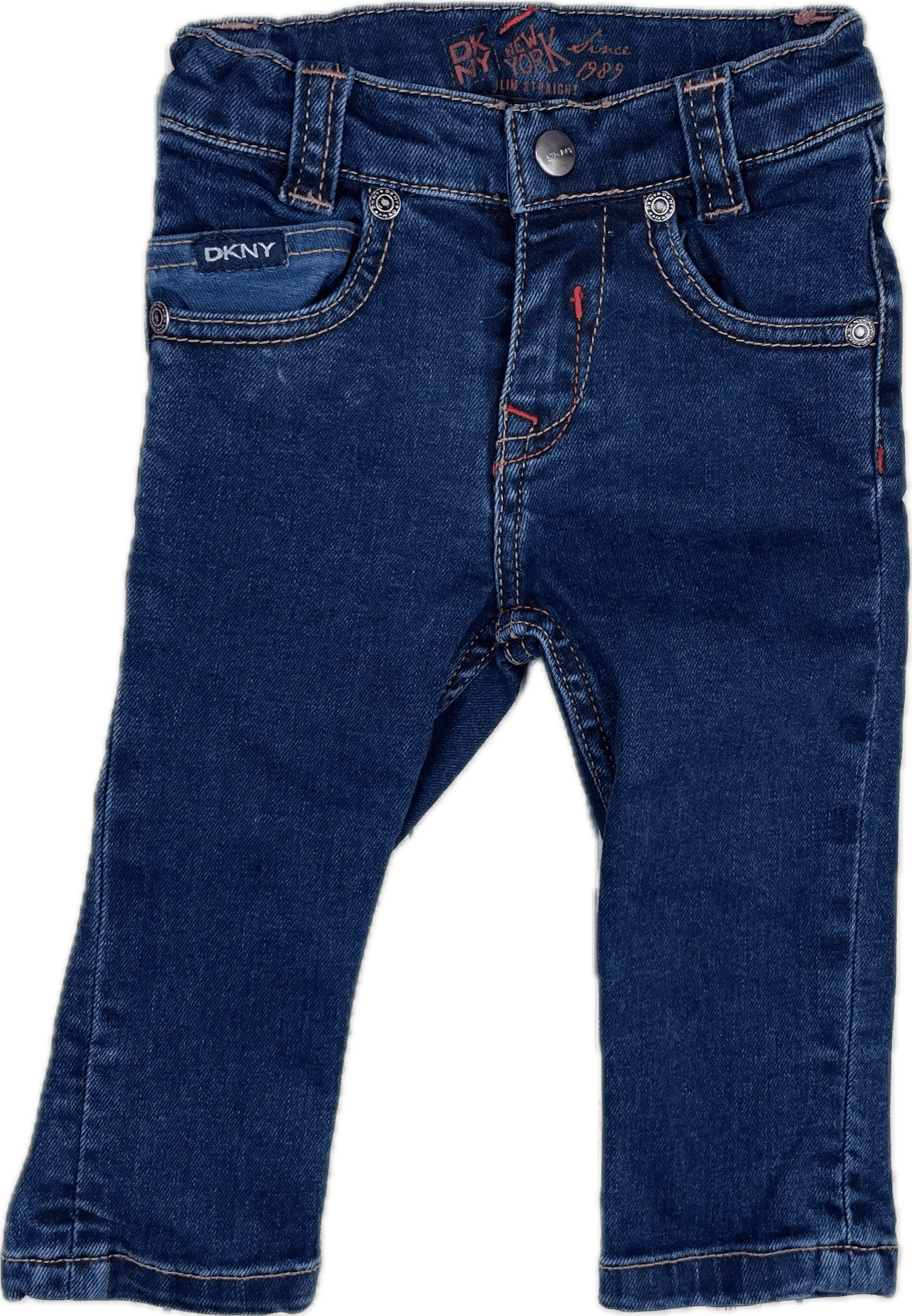 DKNY Logo Skinny Stretch Baby Jeans - Size 12M