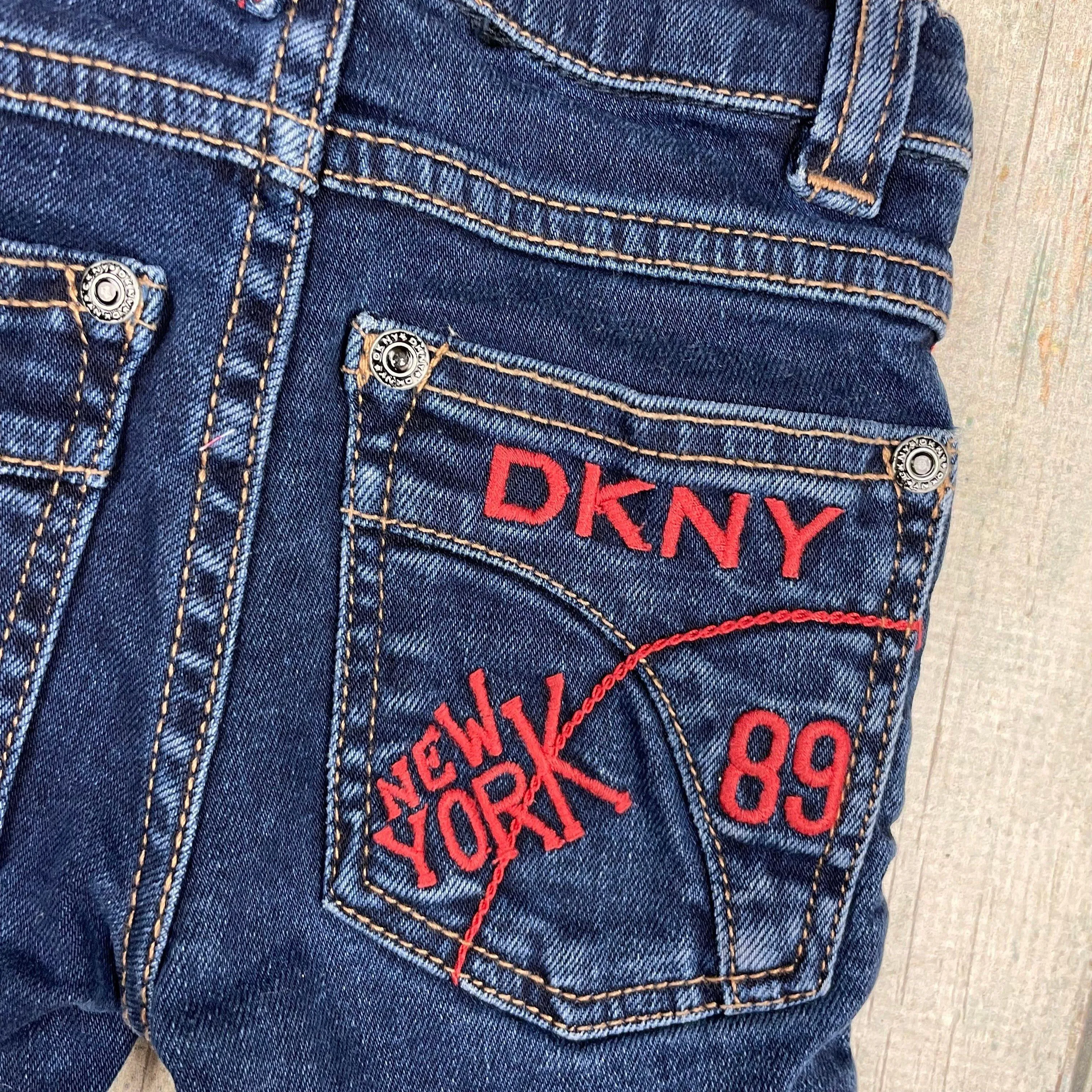DKNY Logo Skinny Stretch Baby Jeans - Size 12M
