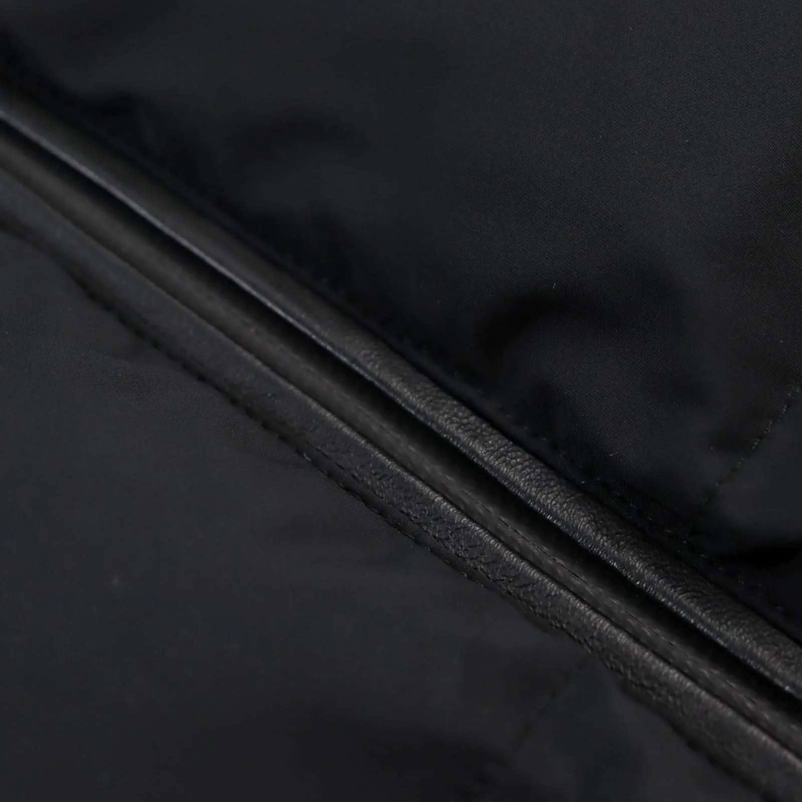 Fendi Nylon Leather Zip-Up Hoodie Down Vest