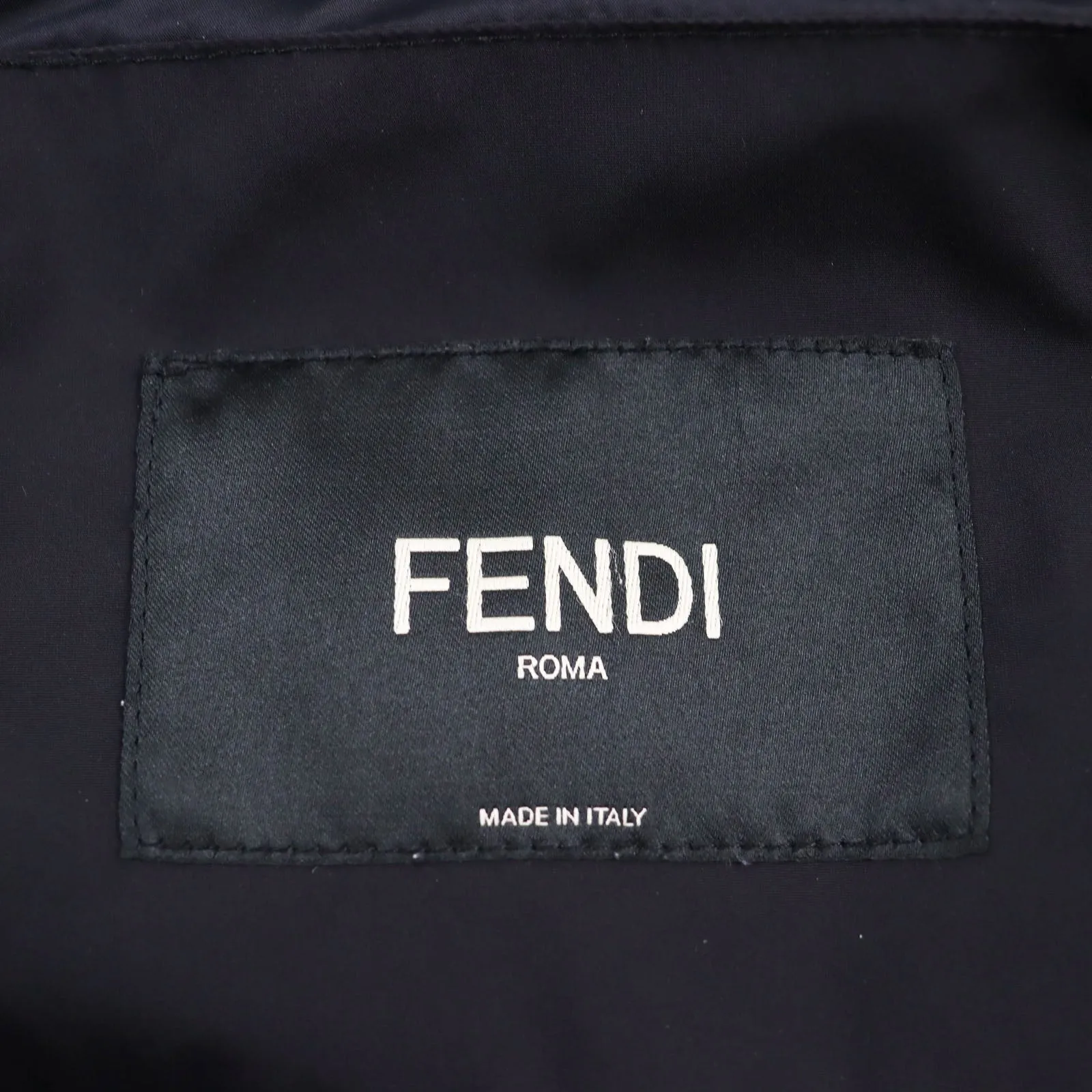 Fendi Nylon Leather Zip-Up Hoodie Down Vest