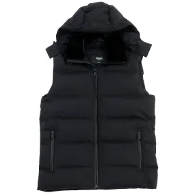 Fendi Nylon Leather Zip-Up Hoodie Down Vest