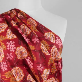 Fine Poplin - Bordeaux Fresh Flowers Cotton Woven Fabric by Nerida Hansen Sample