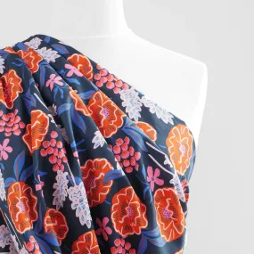 Fine Poplin - Navy Fresh Flowers Cotton Woven Fabric by Nerida Hansen Sample