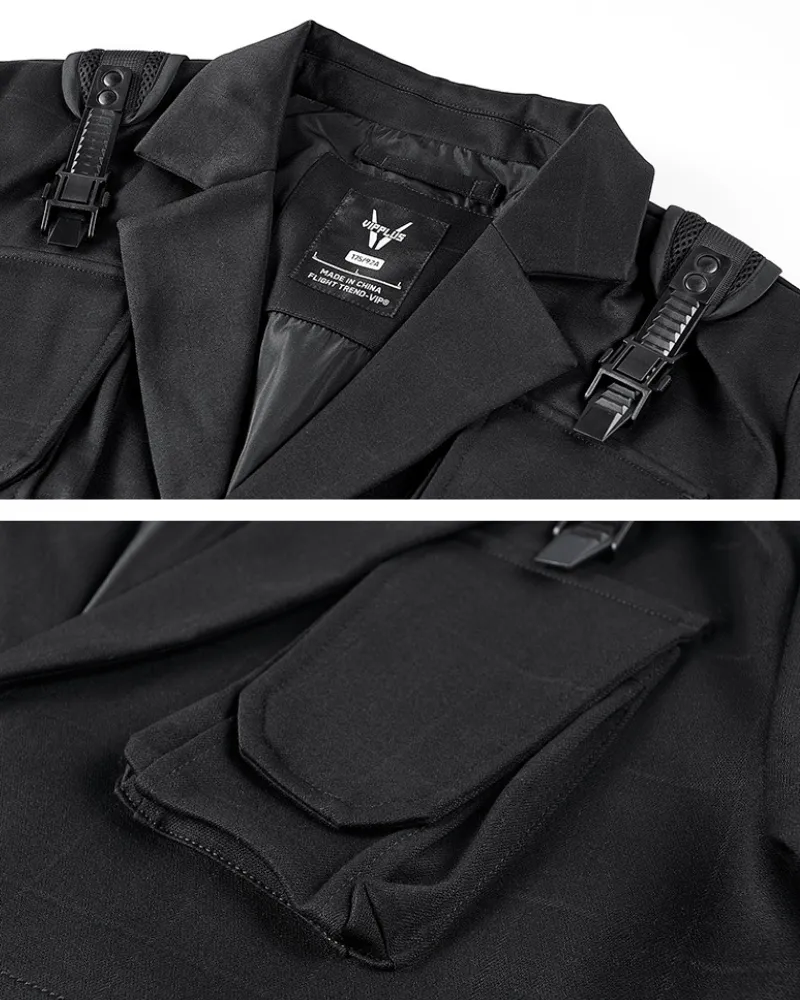 Functional Multi-Pocket Utility Blazer Jacket