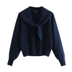 KNOT RIBBED TRIMS KNITTED SWEATER