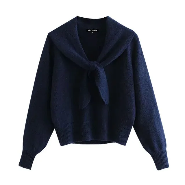 KNOT RIBBED TRIMS KNITTED SWEATER
