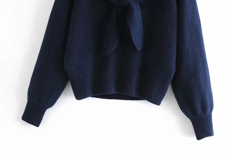 KNOT RIBBED TRIMS KNITTED SWEATER