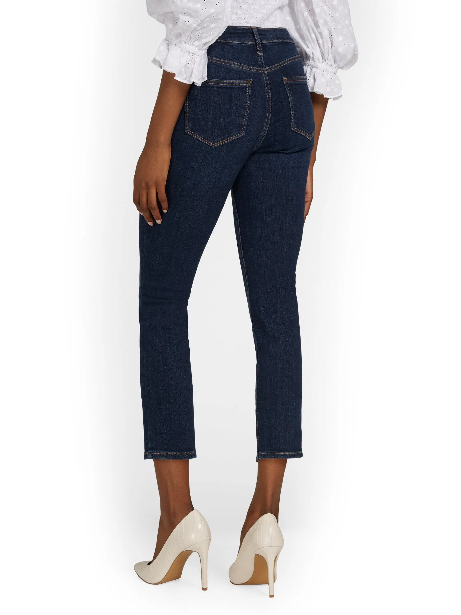Lexi High-Waisted Super-Skinny Capri Jeans - Dark Blue Wash