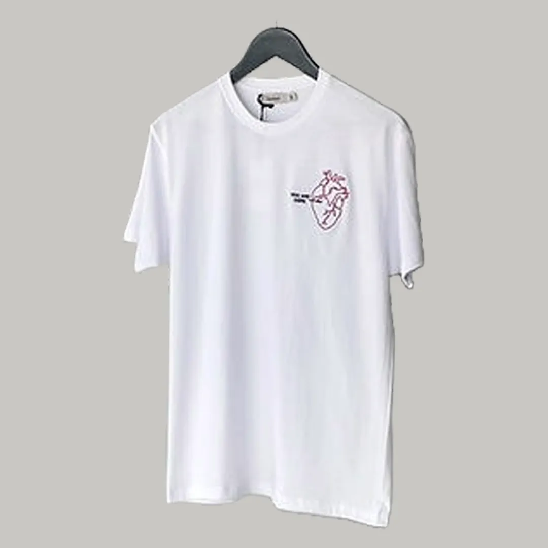 Line Heart Embroidered T-Shirt  custom