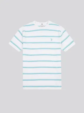 Mens Terry Stripe T-Shirt in Bright White