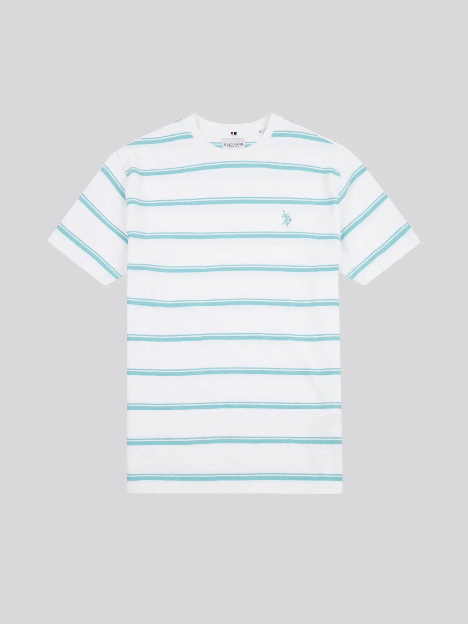 Mens Terry Stripe T-Shirt in Bright White