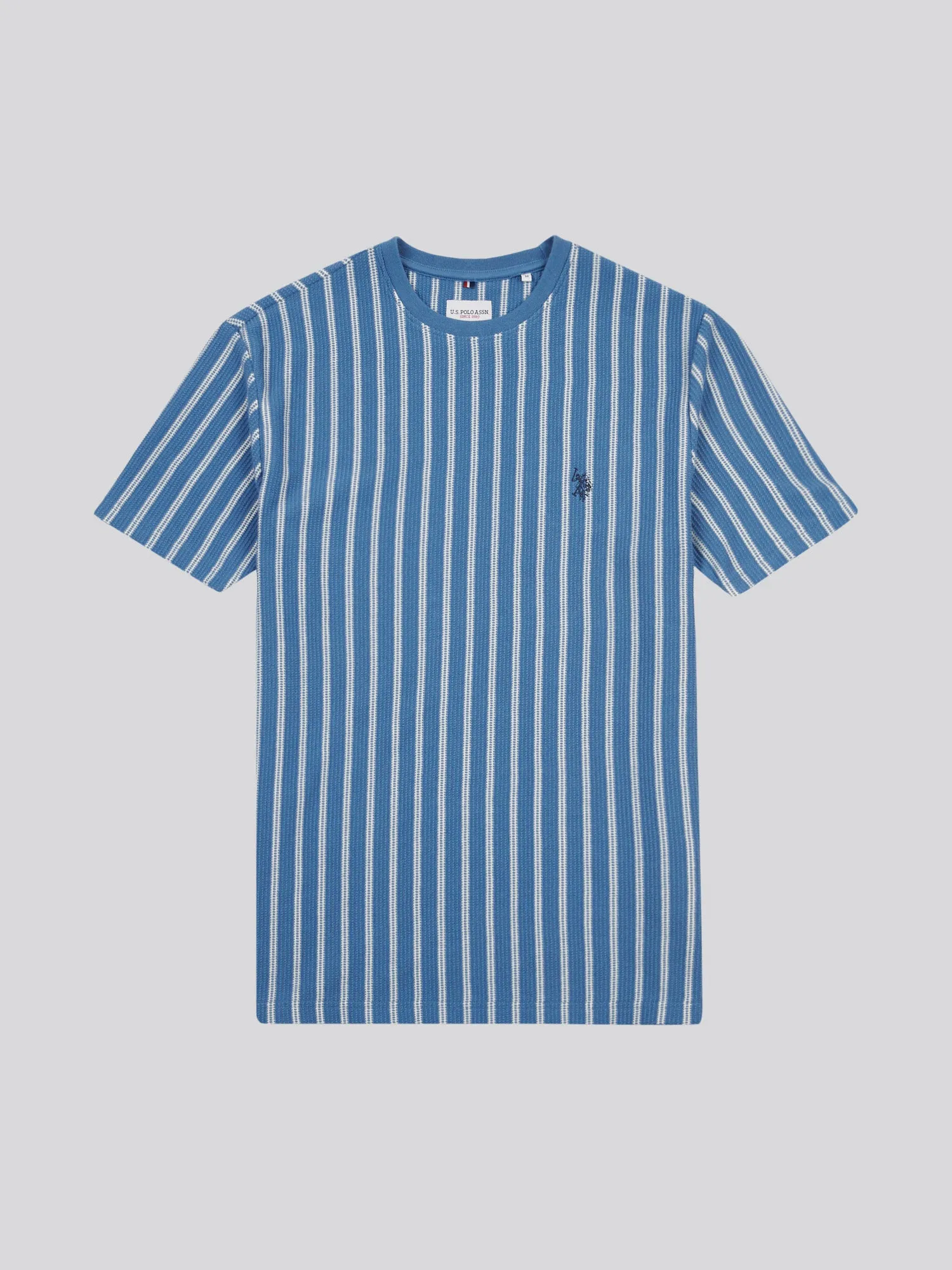 Mens Vertical Textured T-Shirt in Blue Horizon