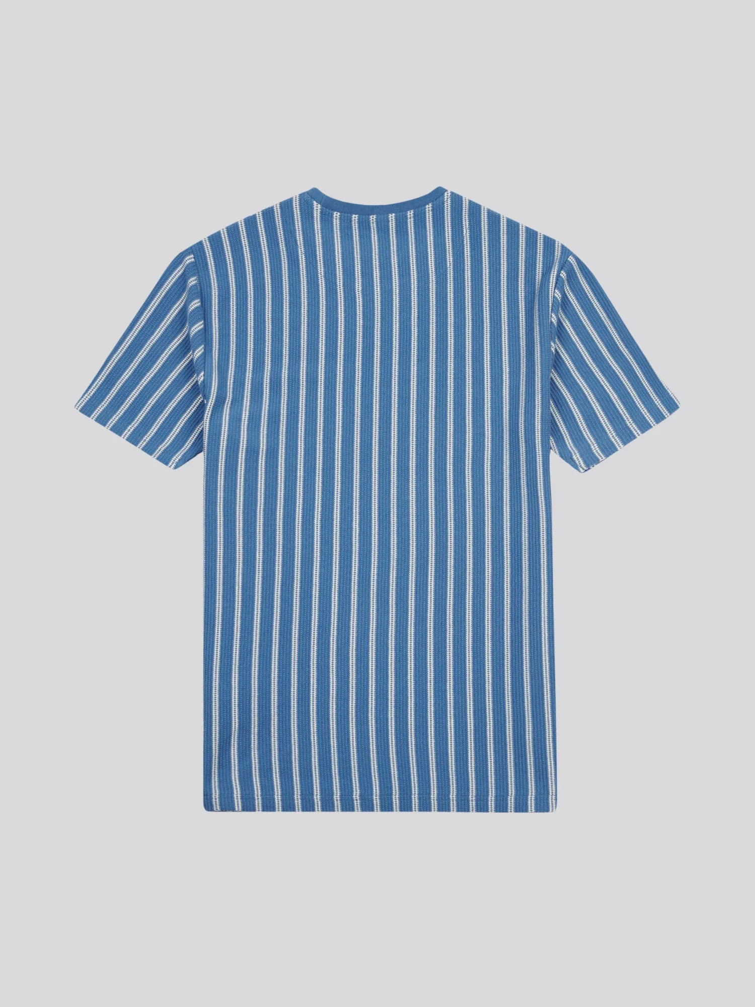 Mens Vertical Textured T-Shirt in Blue Horizon