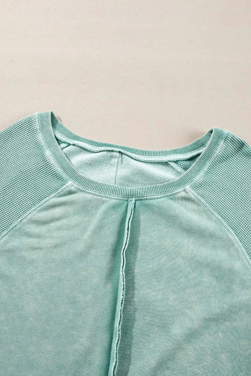 Mineral blue waffle knit sweatshirt