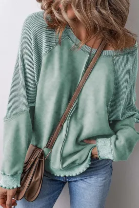 Mineral blue waffle knit sweatshirt