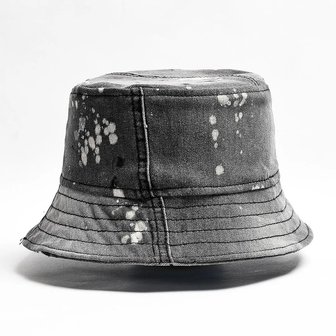 Mursaki Denim Bucket Hat - Light Grey Splatter