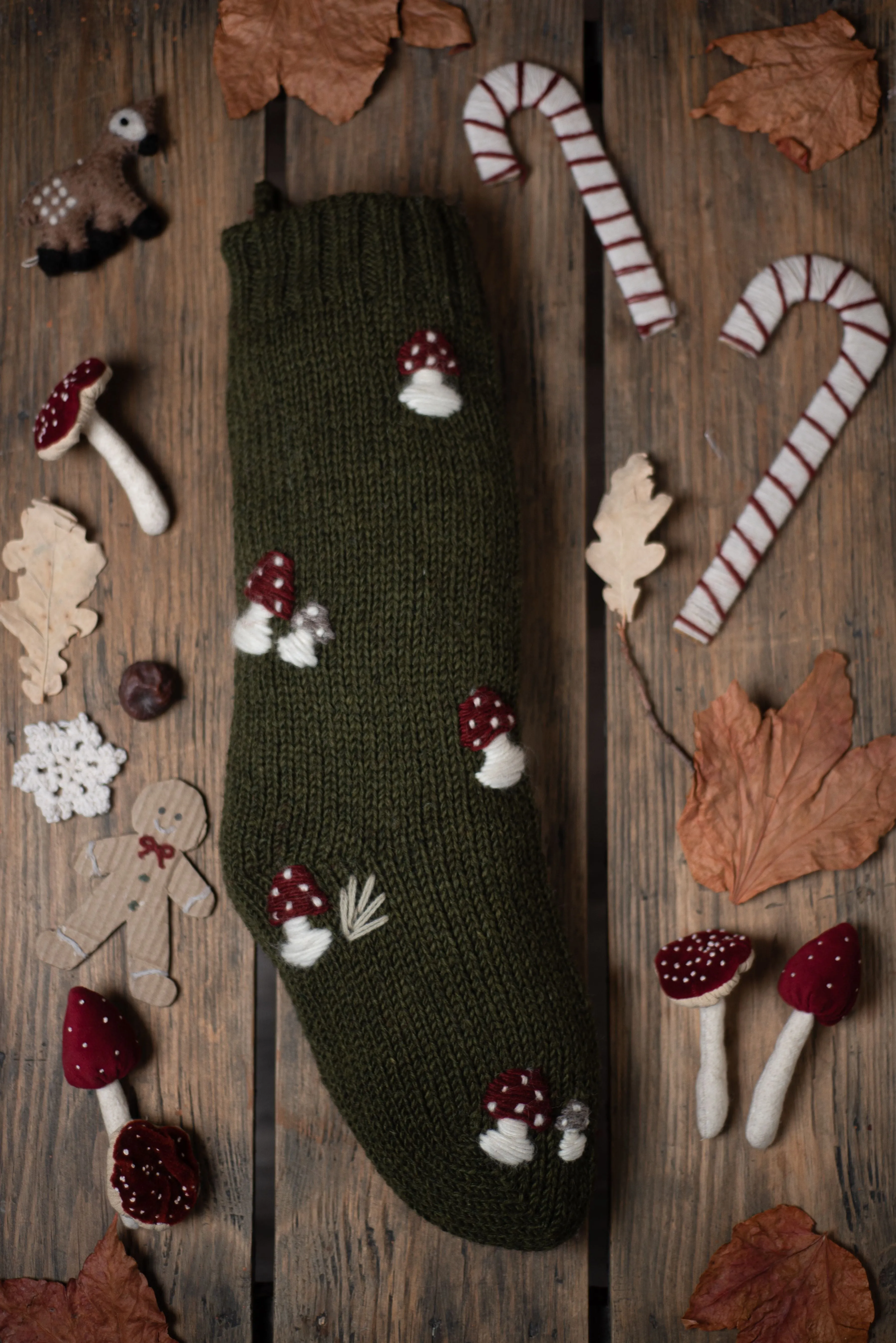 Mushroom Stocking - Moss