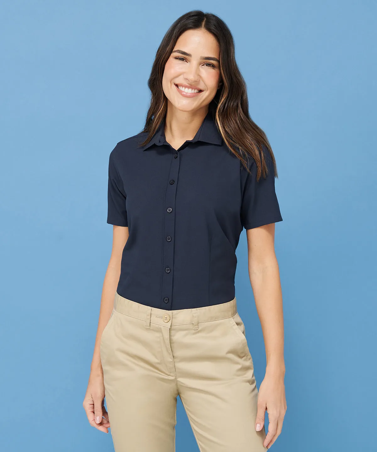 Navy - Women's wicking antibacterial short sleeve shirt