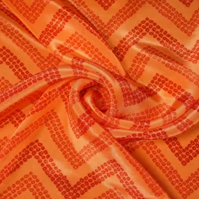 Orange Shevron Bandhani Print Crepe Fabric 18139