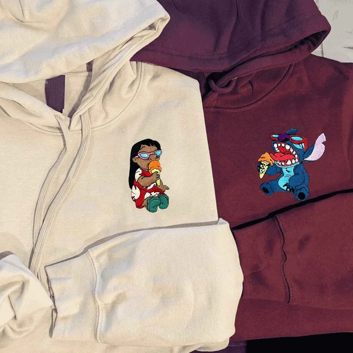 "Lovely Stitch Couple" Custom Hoodies - Personalized Anniversary Gifts For Couples