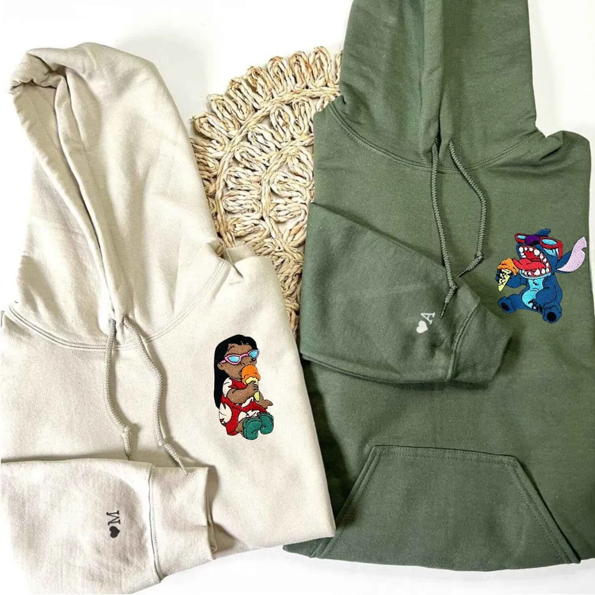 "Lovely Stitch Couple" Custom Hoodies - Personalized Anniversary Gifts For Couples