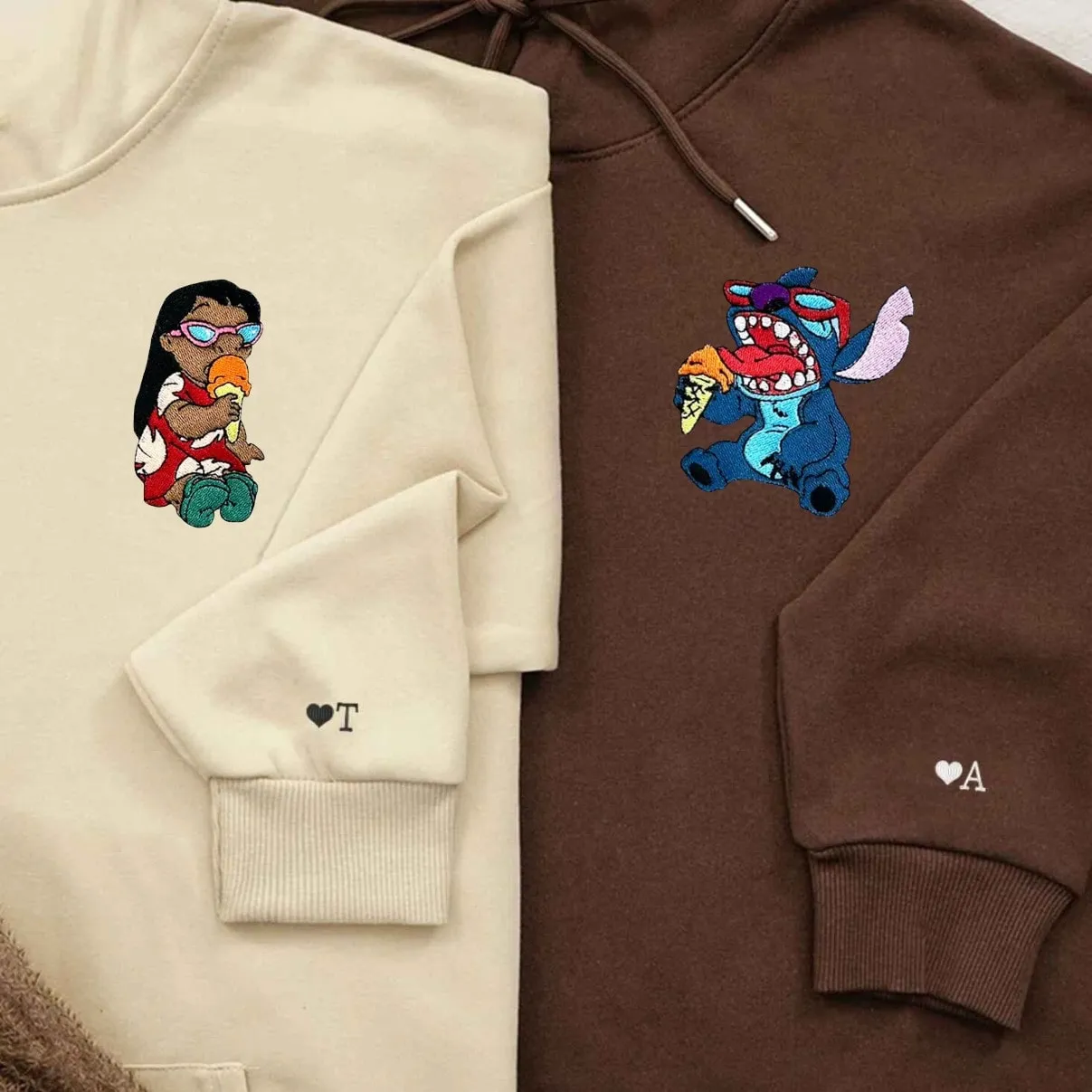 "Lovely Stitch Couple" Custom Hoodies - Personalized Anniversary Gifts For Couples