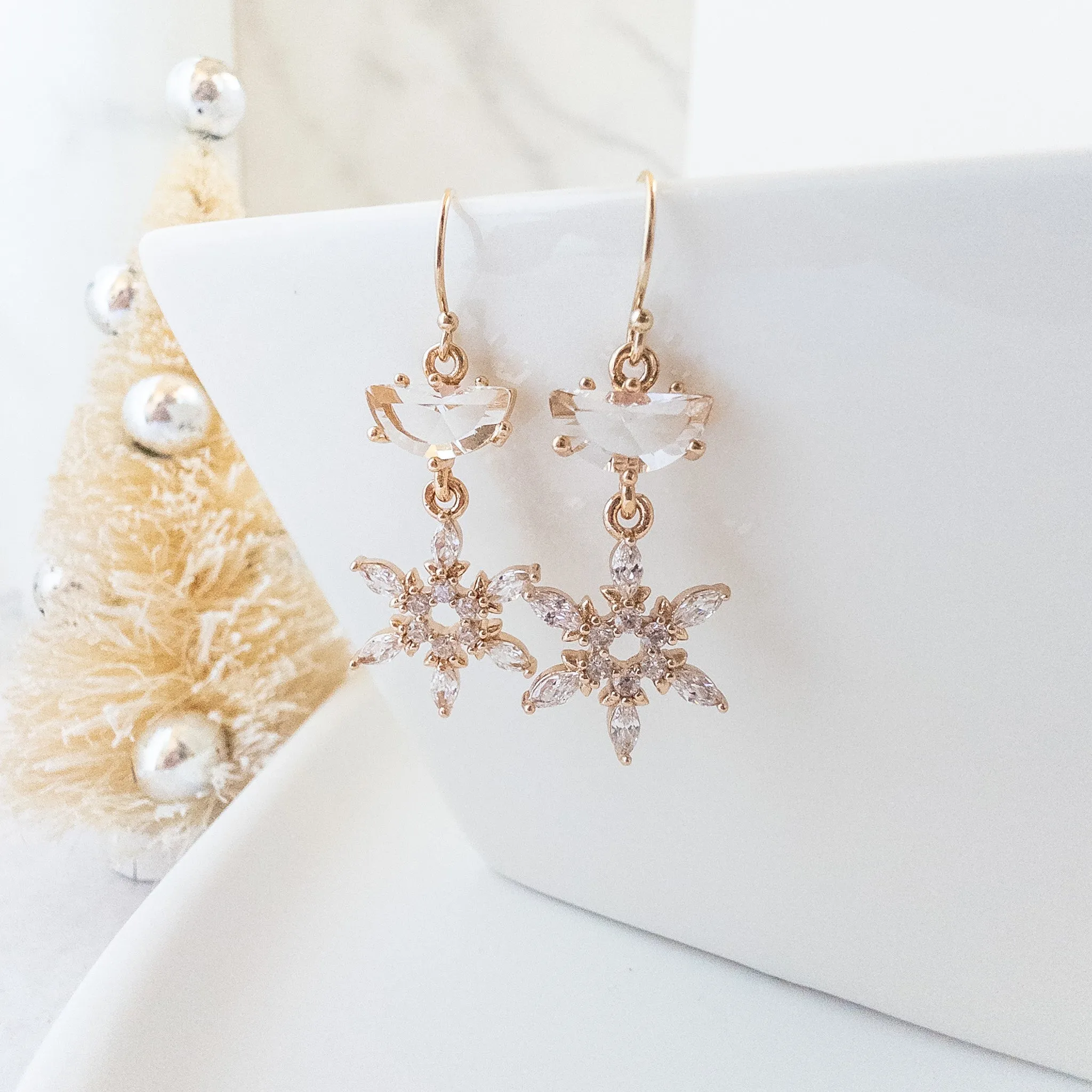 Rhinestone Snowflake Earrings