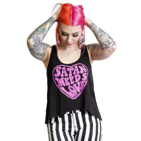 Satan Needs Love Too Sidewayz Crop Tank Top