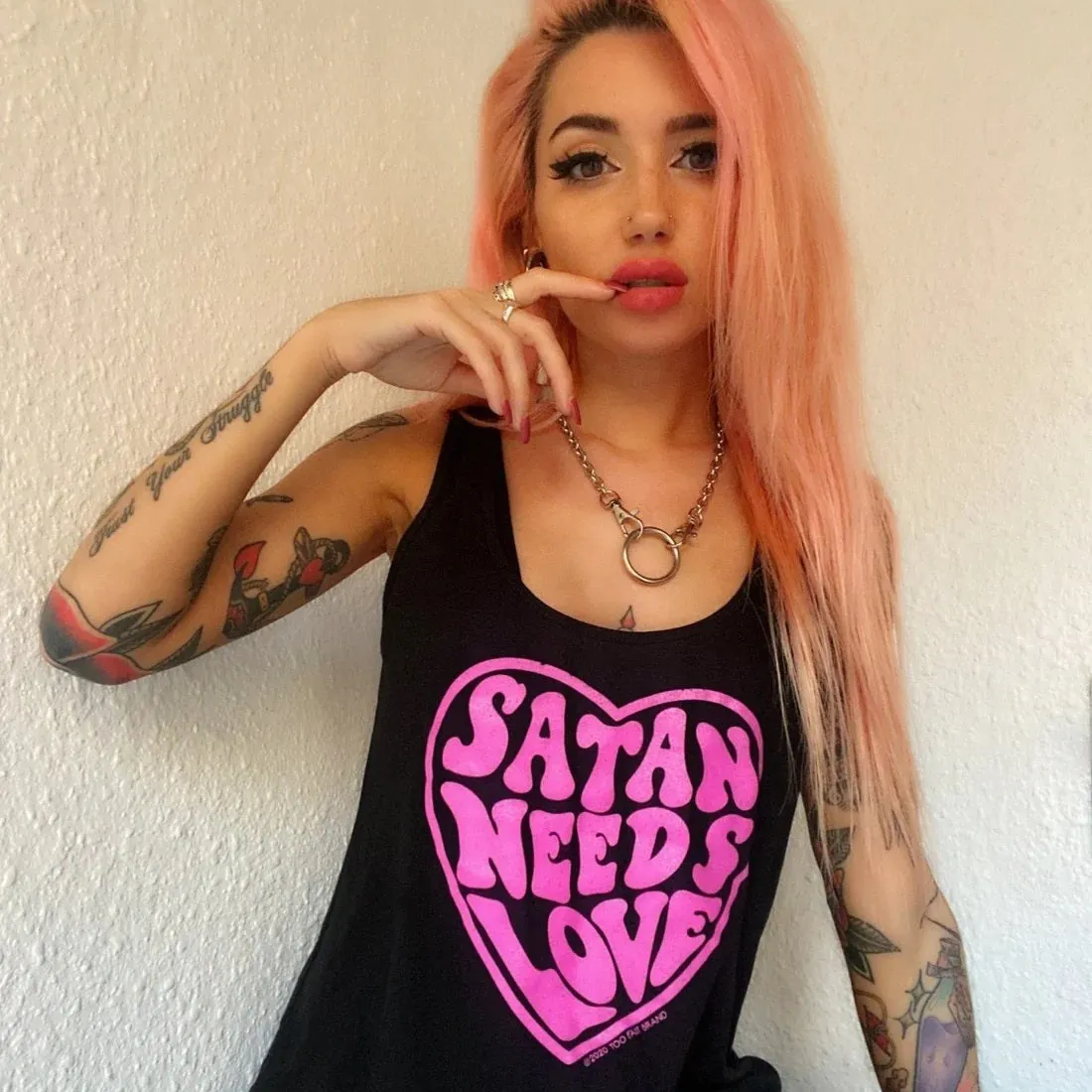 Satan Needs Love Too Sidewayz Crop Tank Top