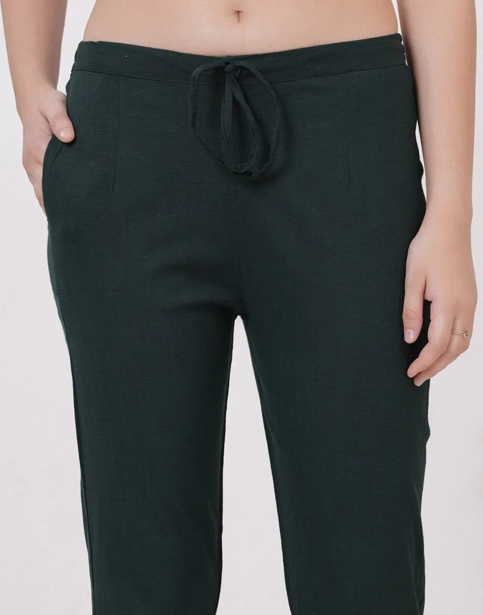 Satrangi Women's Green Viscose Lycra Trouser