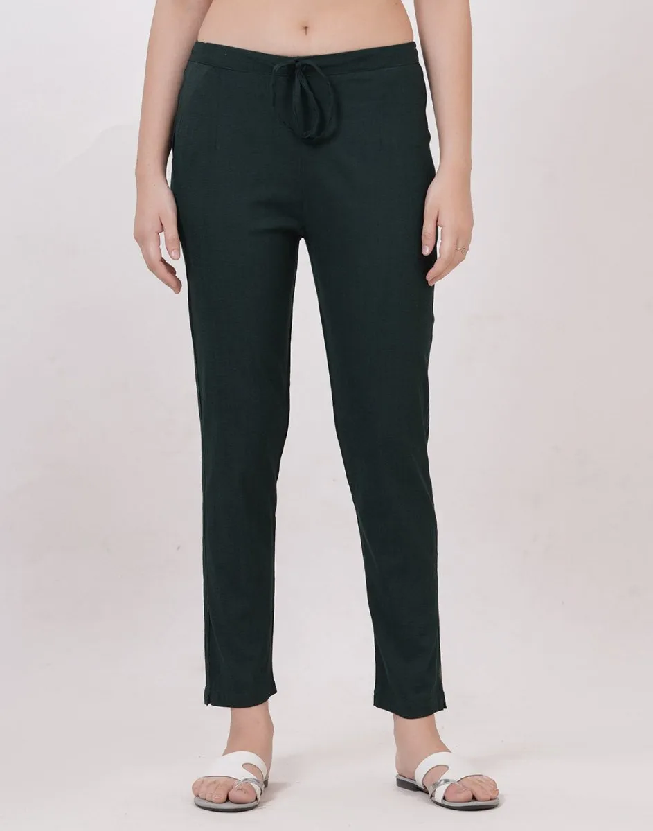 Satrangi Women's Green Viscose Lycra Trouser