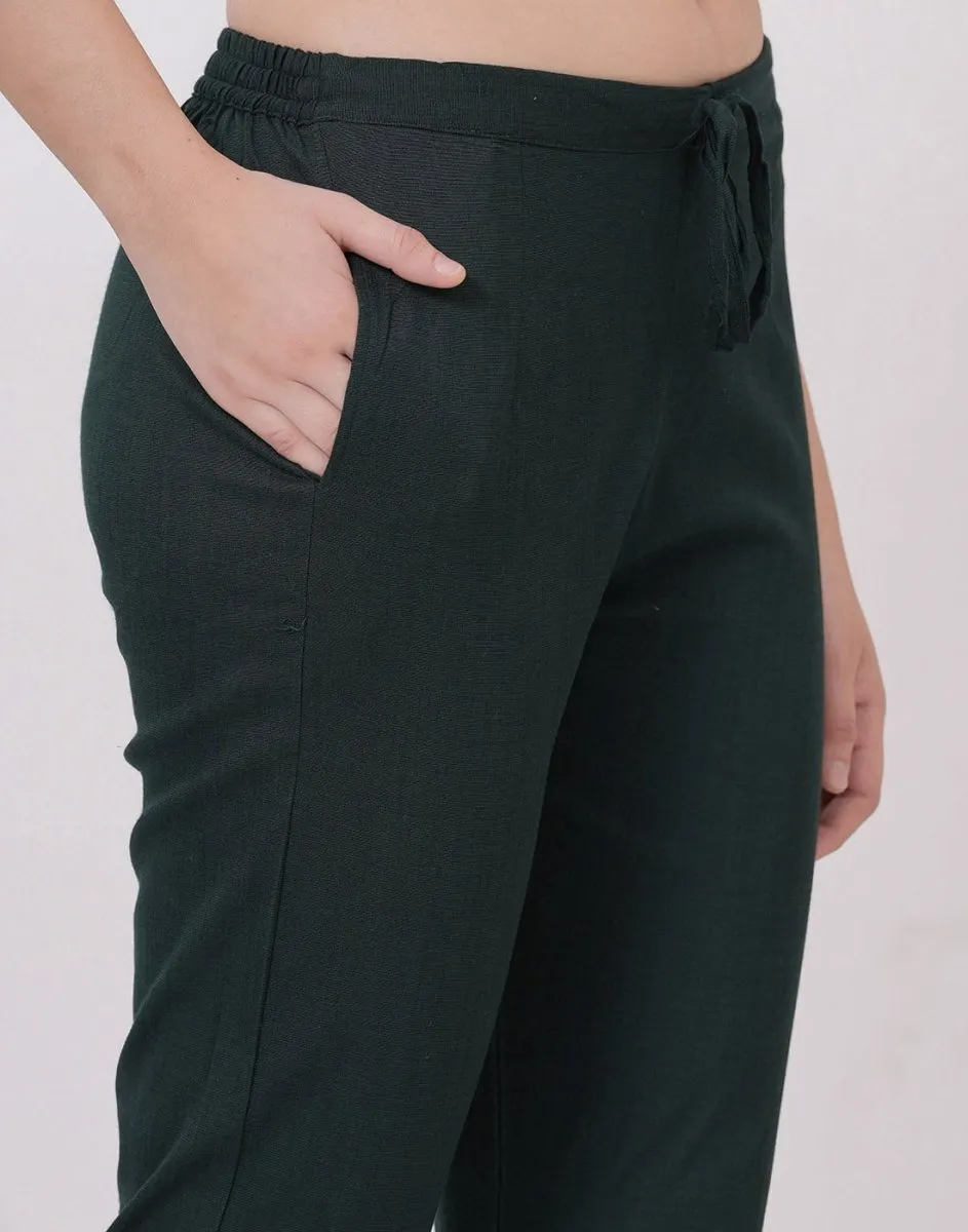 Satrangi Women's Green Viscose Lycra Trouser