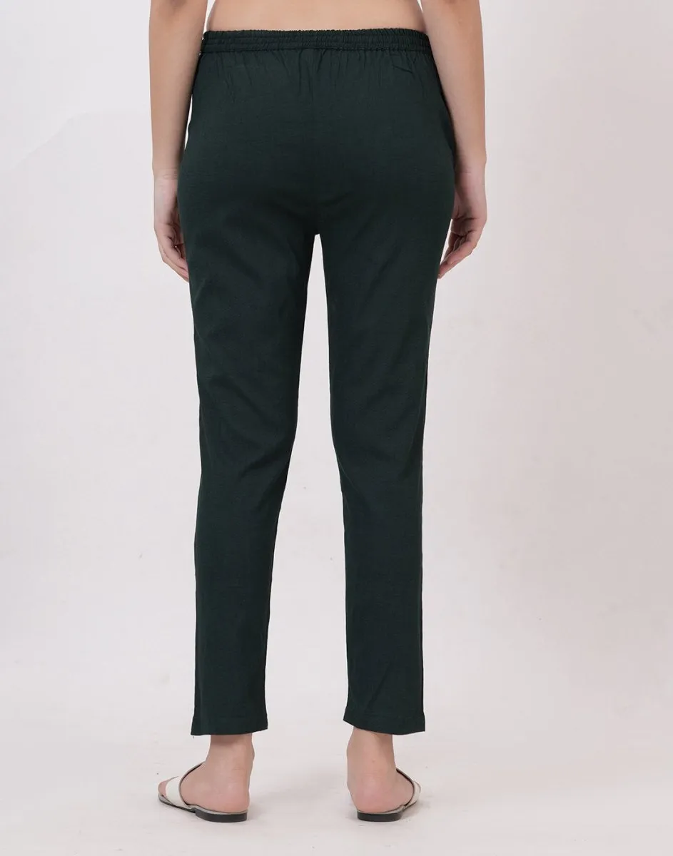 Satrangi Women's Green Viscose Lycra Trouser