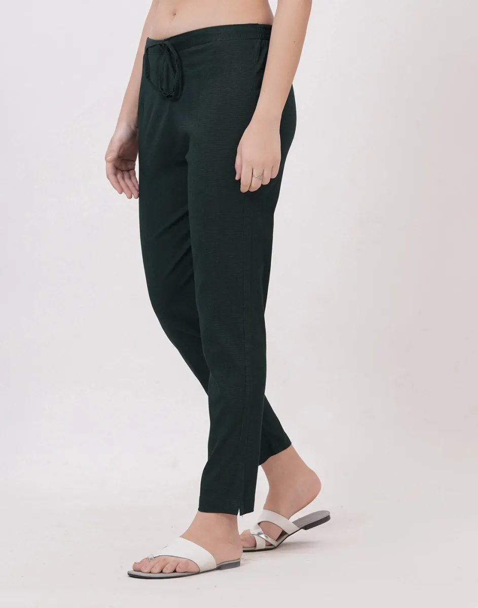 Satrangi Women's Green Viscose Lycra Trouser