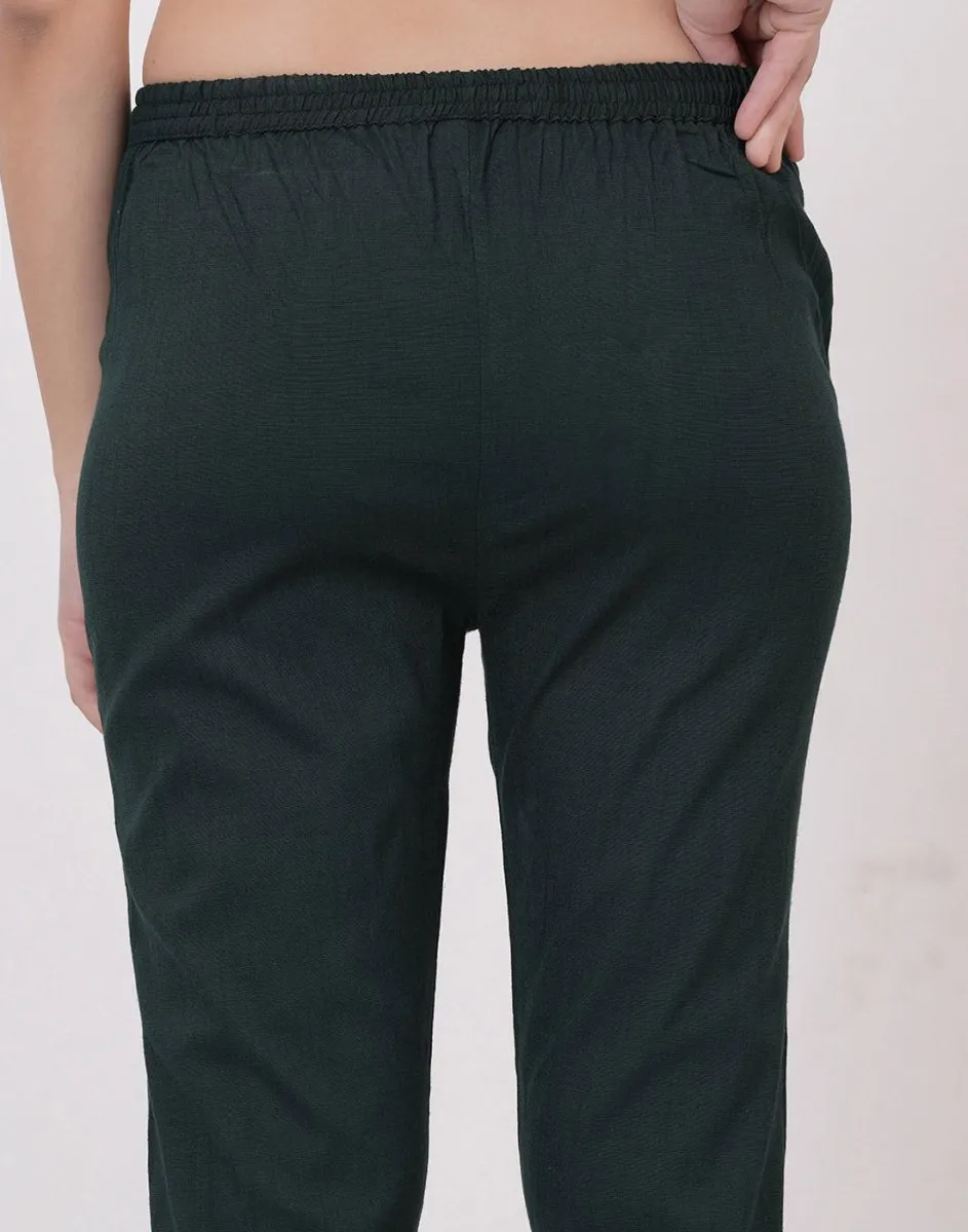 Satrangi Women's Green Viscose Lycra Trouser