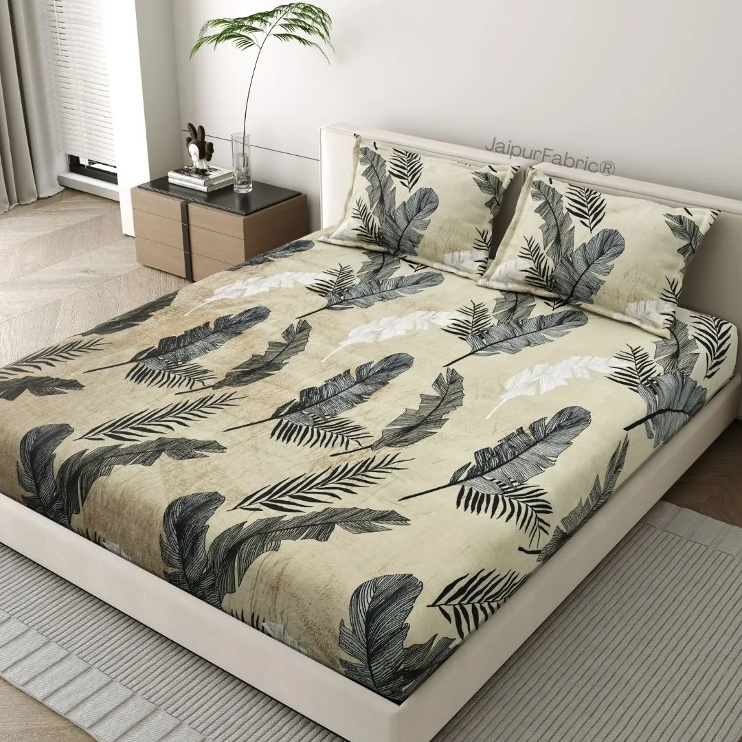 Serene Banana Leaf Print Winter Comfort Woolen Double Bedsheet
