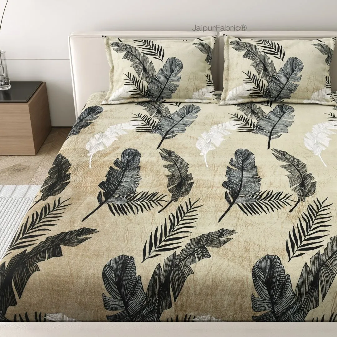 Serene Banana Leaf Print Winter Comfort Woolen Double Bedsheet