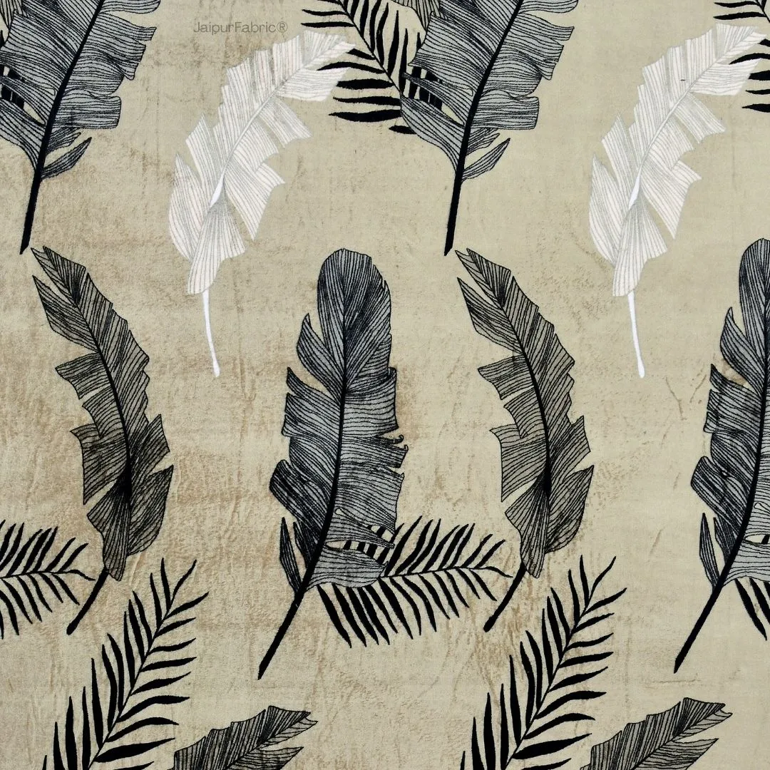 Serene Banana Leaf Print Winter Comfort Woolen Double Bedsheet