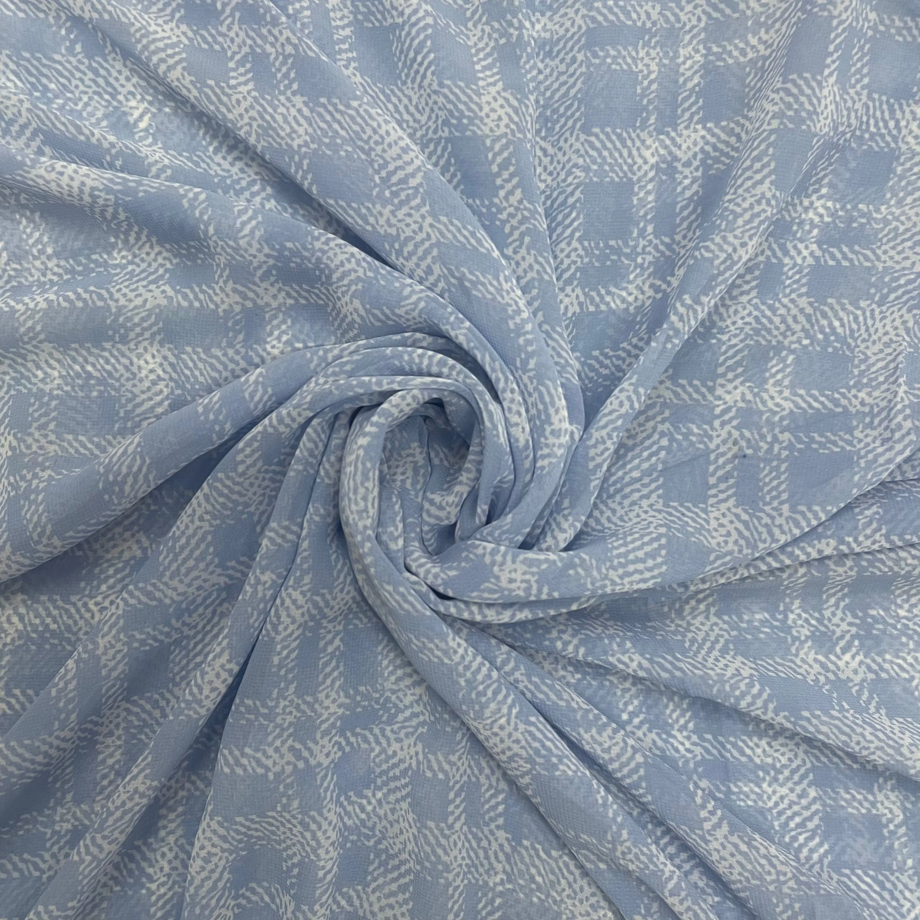 Sky Blue Stripe Georgette Fabric