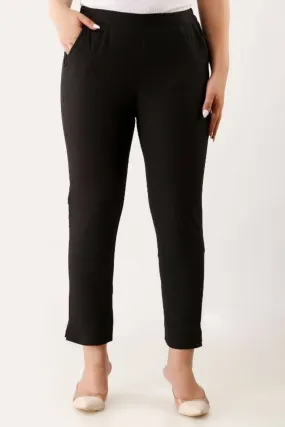 Stylish Black Rayon Solid Trouser Pant For Women